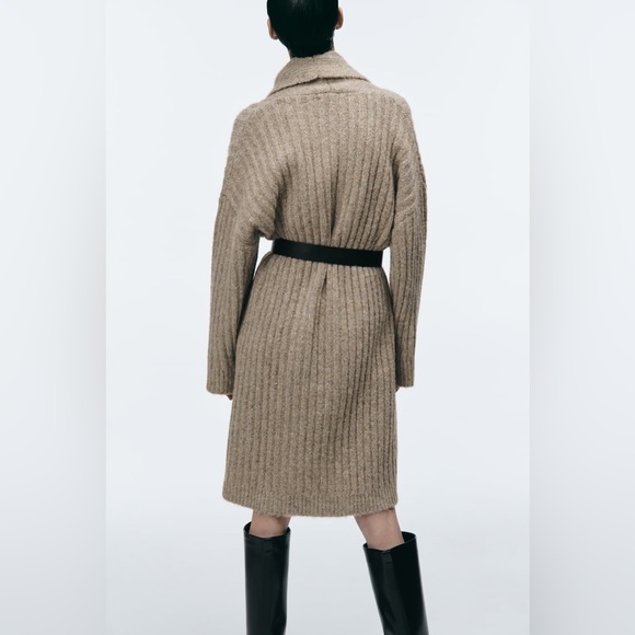 Zara Beige Rib Knit Coat - Picture 11 of 12